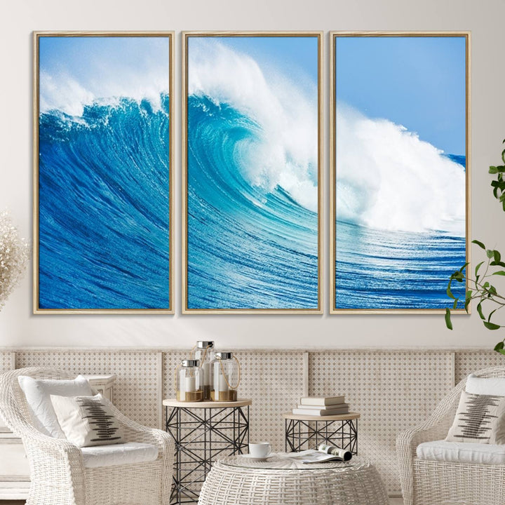 Ocean Wave Canvas Wall Art Print.