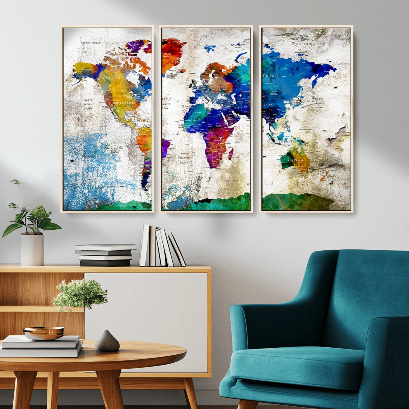 MGV-FC-48X32-3P - Push Pin World Map Canvas Print – Framed Wall Art for Couples to Track Their Travels – Anniversary