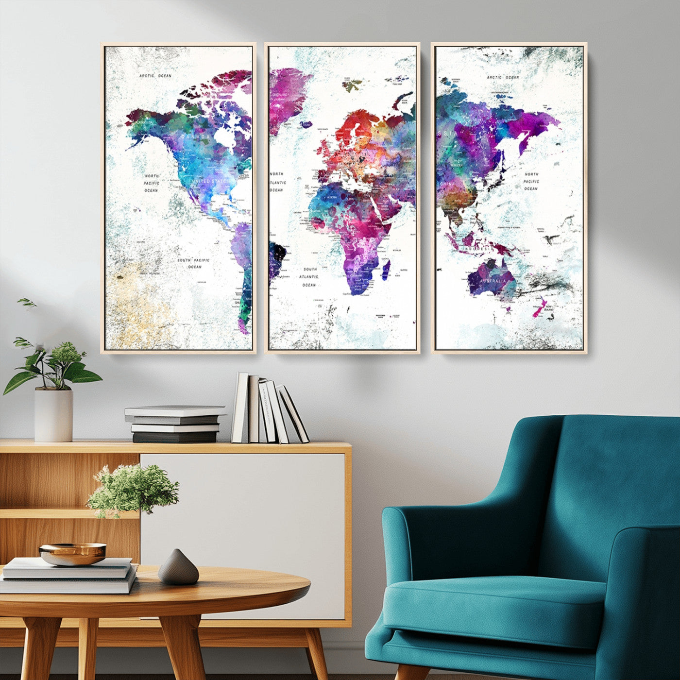 MGV-FC-48X32-3P - Push Pin World Map Canvas Print – Framed Wall Art for Couples to Track Their Travels – Anniversary