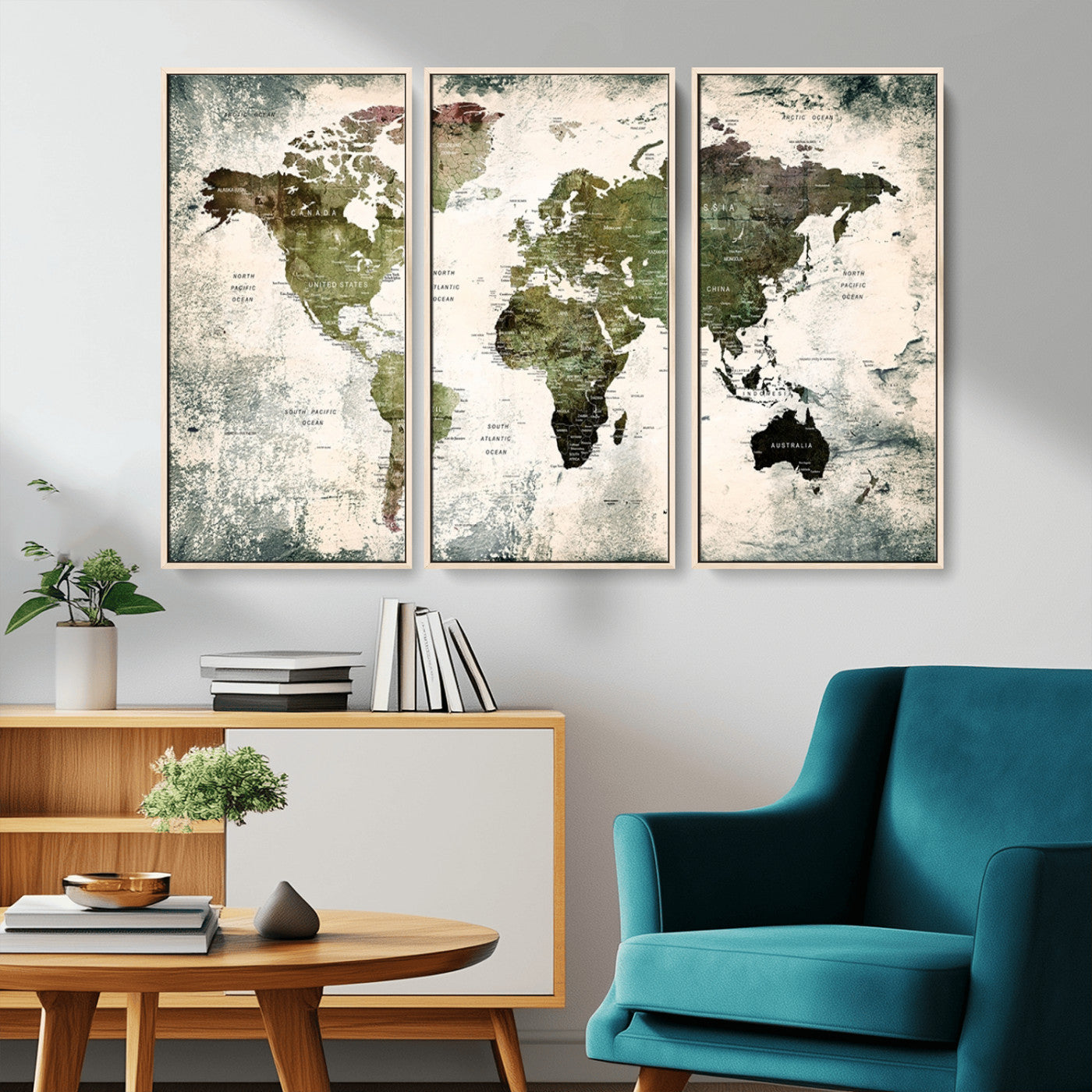 MGV-FC-48X32-3P - Push Pin World Map Canvas Print – Framed Wall Art for Couples to Track Their Travels – Anniversary