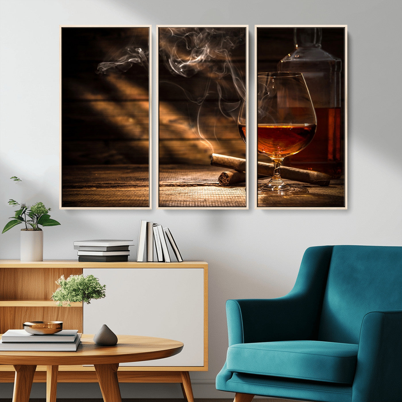 MGV-FC-48X32-3P - Whiskey and Cigar Wall Art Canvas Print