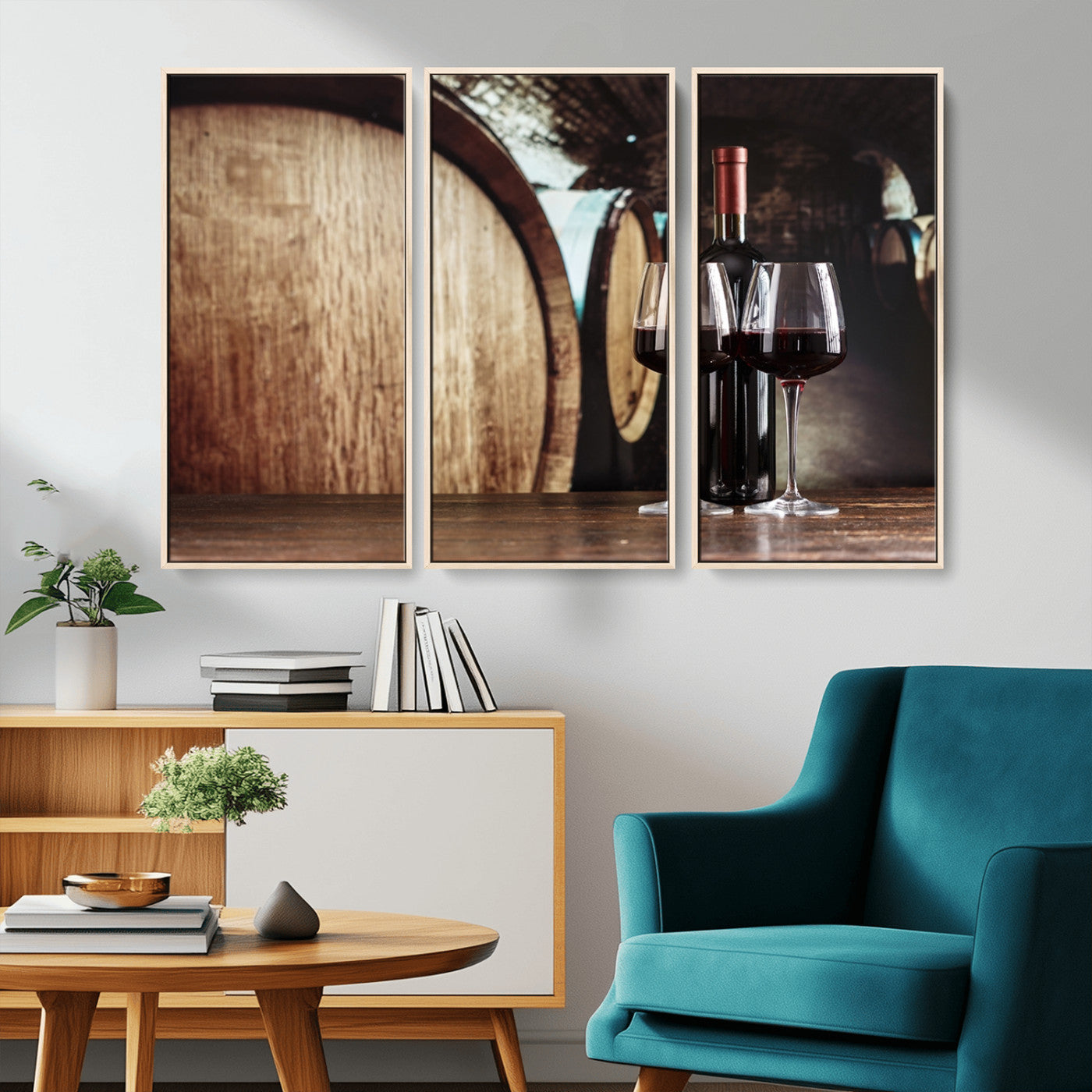 MGV-FC-48X32-3P - Wine and Barrel Wall Art Canvas Print