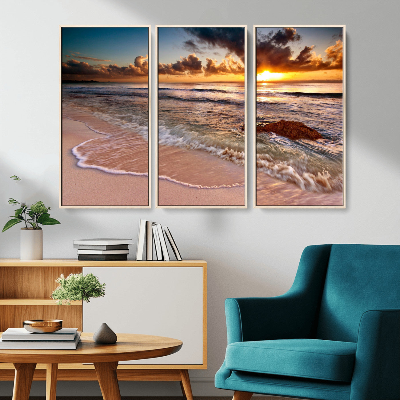 MGV-FC-48X32-3P - Sunset on Ocean Wall Art Canvas Print