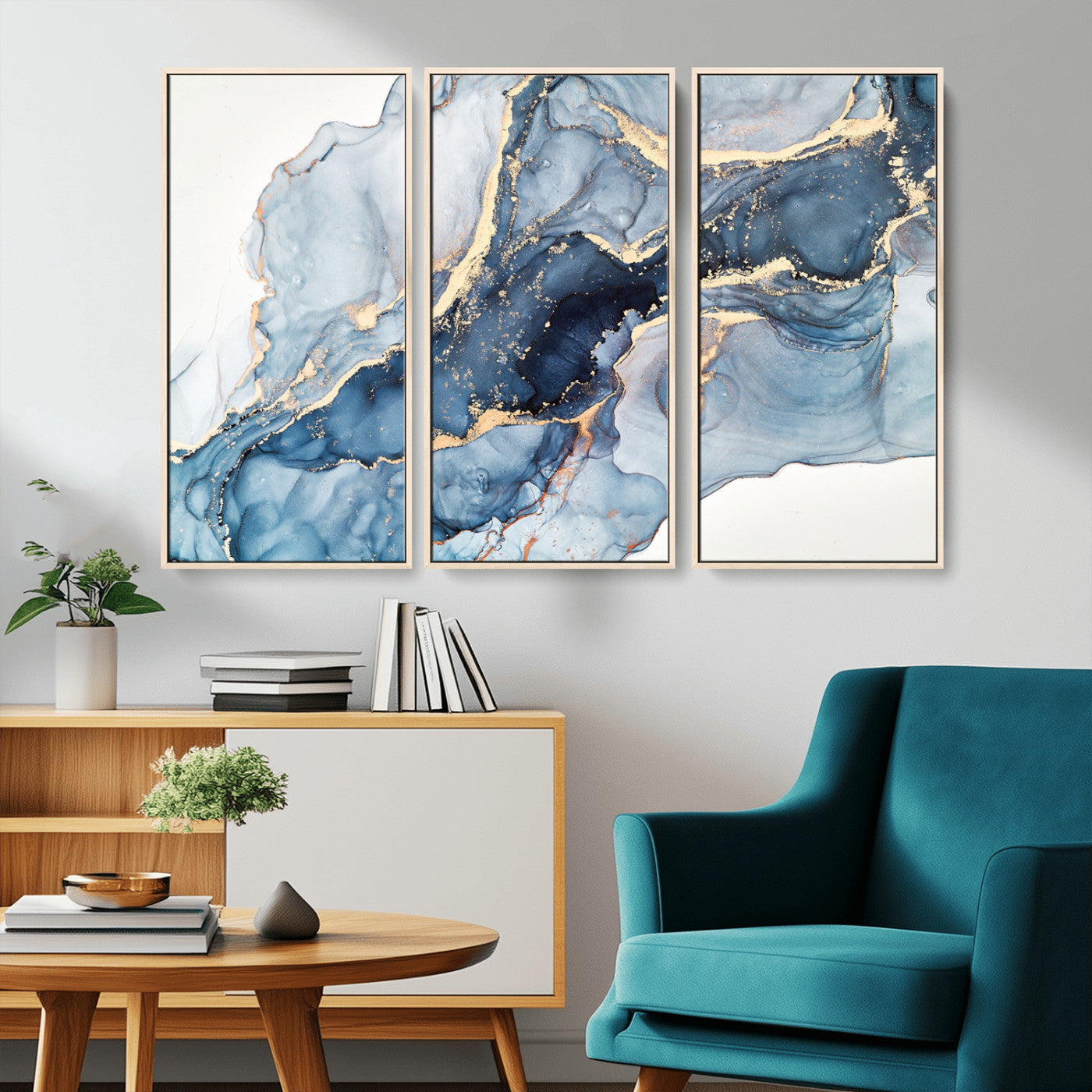 33782-MGV-CV-36X24-Abstract Art Print - Blue Abstract Canvas Wall Art Print Abstract Art Fluid Effect Marble Wall Art