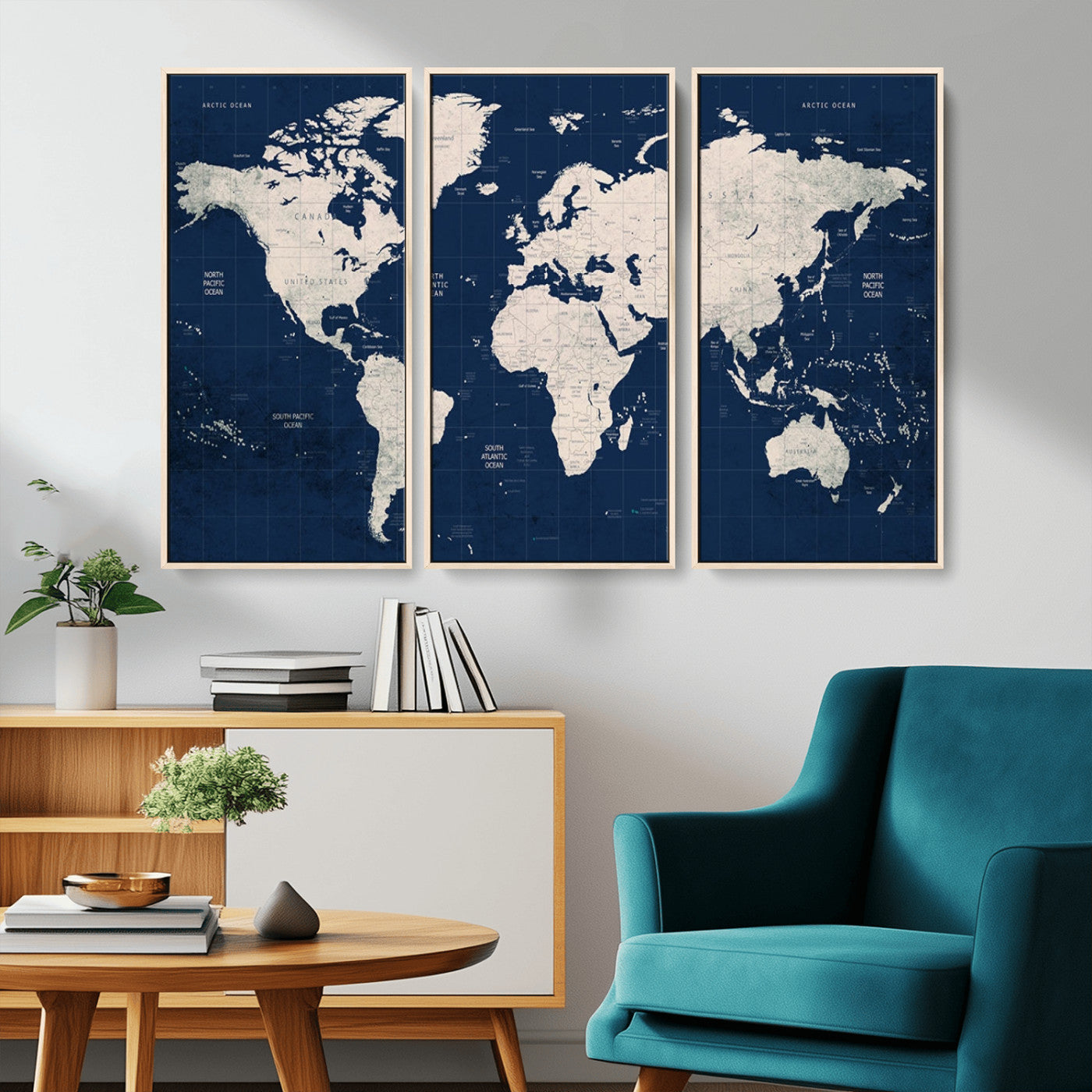 17866-MGV-CV-36X24-Push Pin World Map Canvas Print – Framed Wall Art for Couples to Track Their Travels – Anniversary