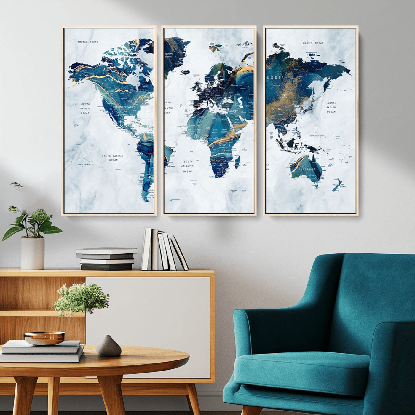 MGV-FC-48X32-3P - Push Pin World Map Canvas Print – Framed Wall Art for Couples to Track Their Travels – Anniversary