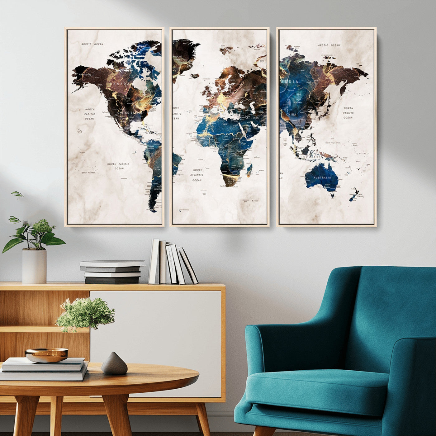 MGV-FC-48X32-3P - Push Pin World Map Canvas Print – Framed Wall Art for Couples to Track Their Travels – Anniversary