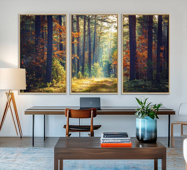 The Dark Forest canvas wall art showcases a captivating forest landscape.