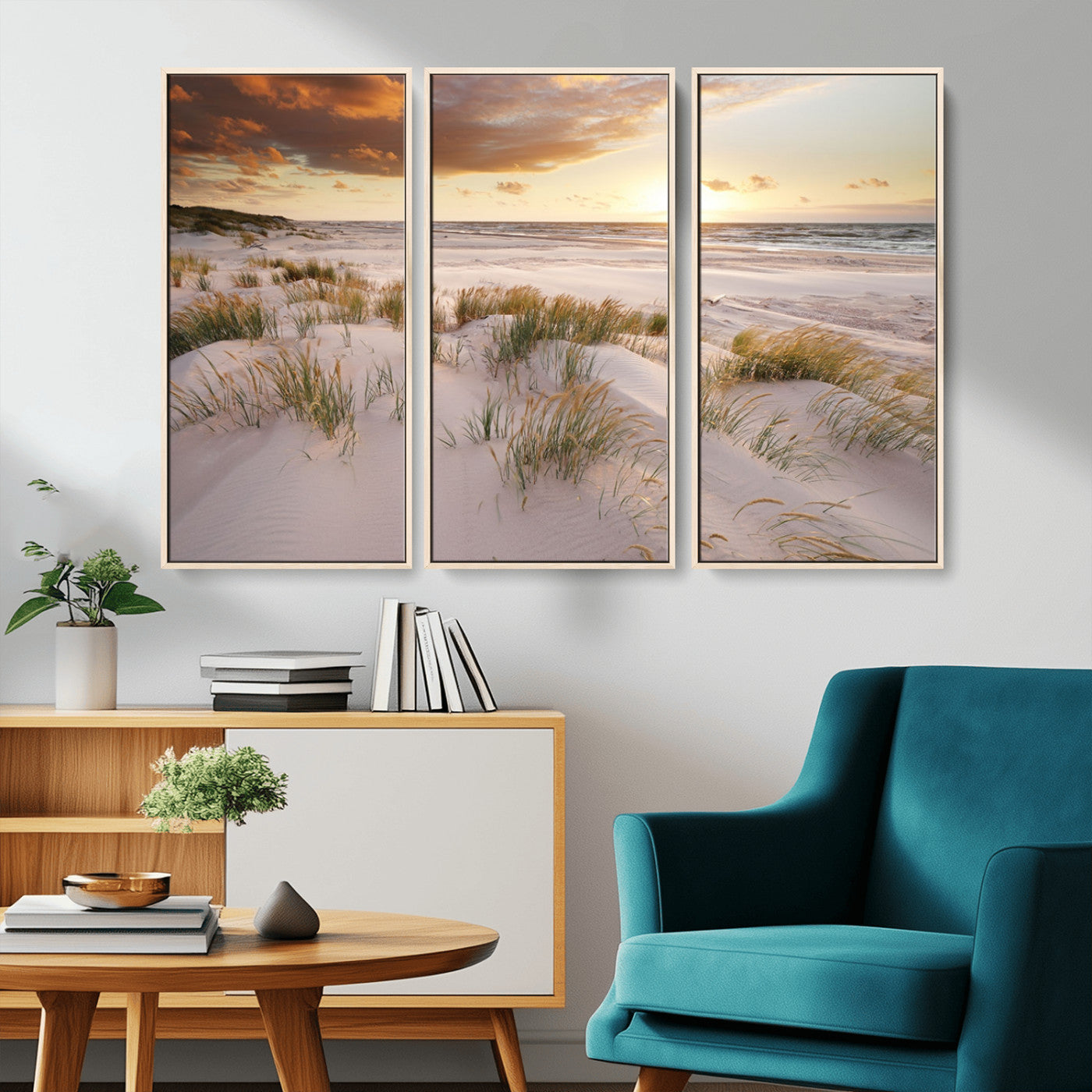 MGV-FC-48X32-3P - Flight Over Coastal Beach Landscape, Flight Over Coastal Beach Print Canvas Wall Art