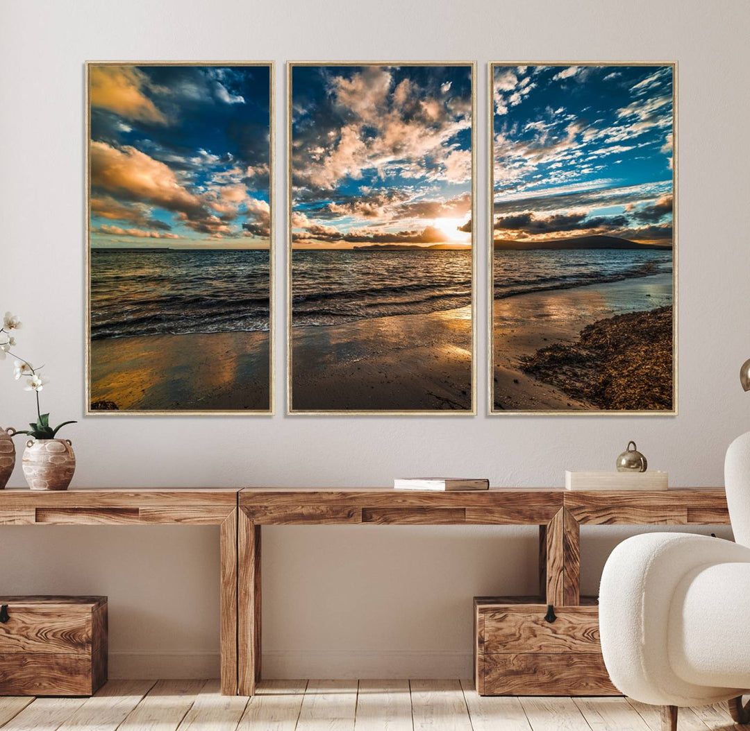 Beach Wall Art - Ocean Sunset Canvas.