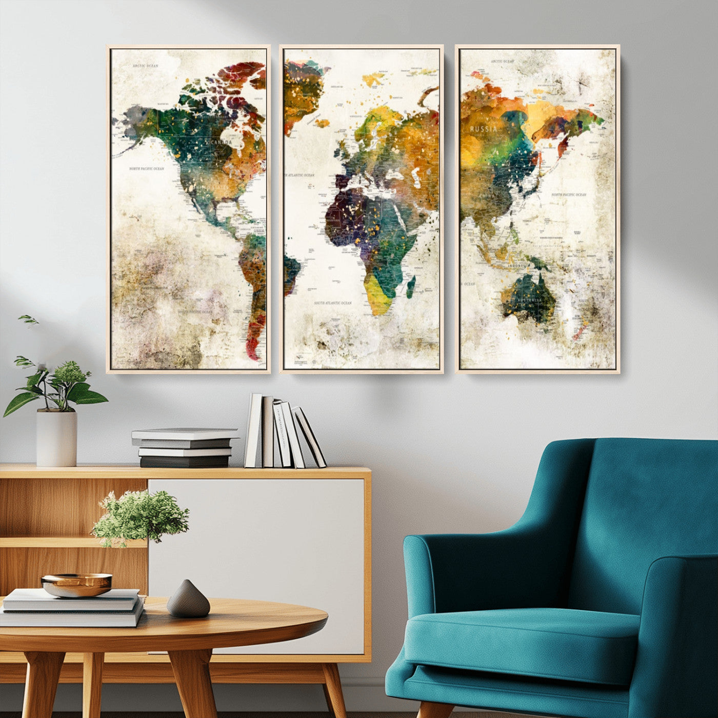 MGV-FC-48X32-3P - Push Pin World Map Canvas Print – Framed Wall Art for Couples to Track Their Travels – Anniversary