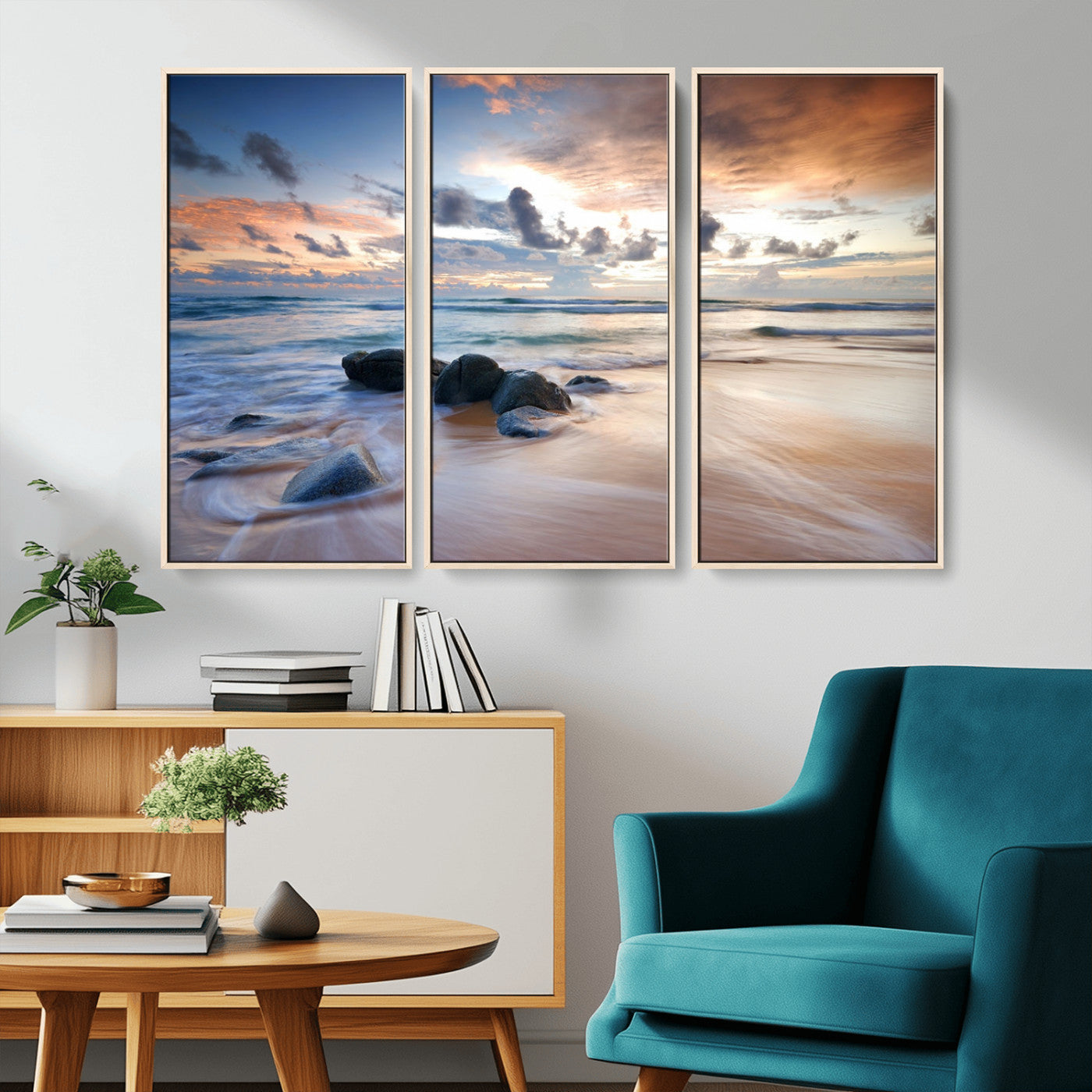 MGV-FC-48X32-3P - Serene Weather On The Beach Wall Art Canvas Print