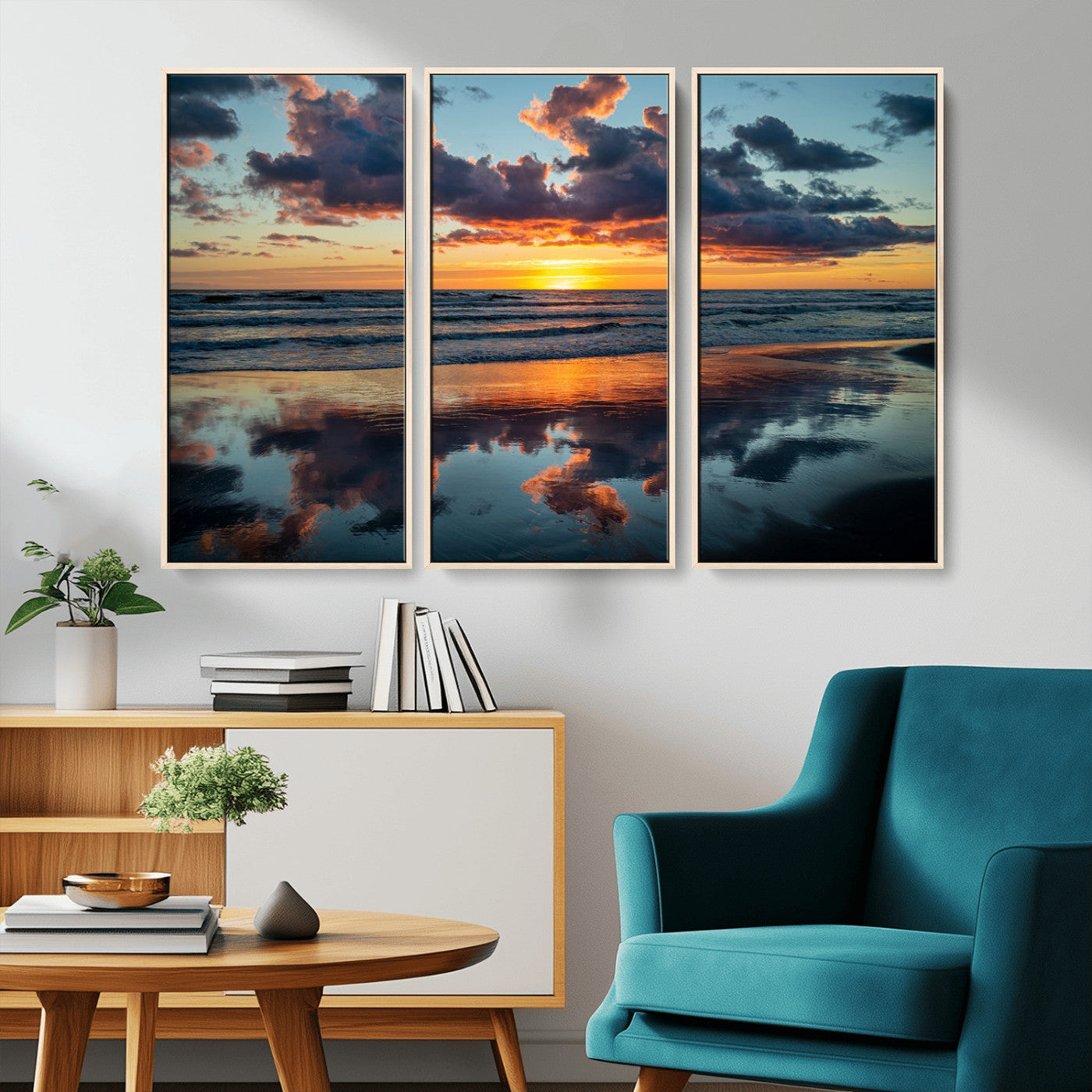 MGV-FC-48X32-3P - Cloudy Weather At The Beach Wall Art Canvas Print