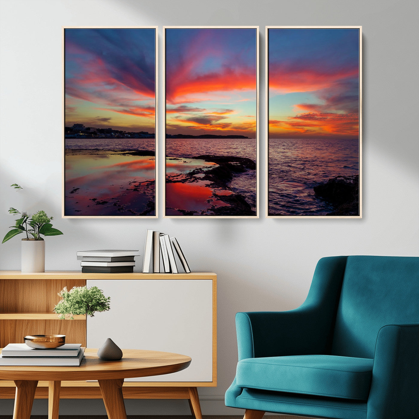 MGV-FC-48X32-3P - Glorious Sunset on The Beach Wall Art Canvas Print