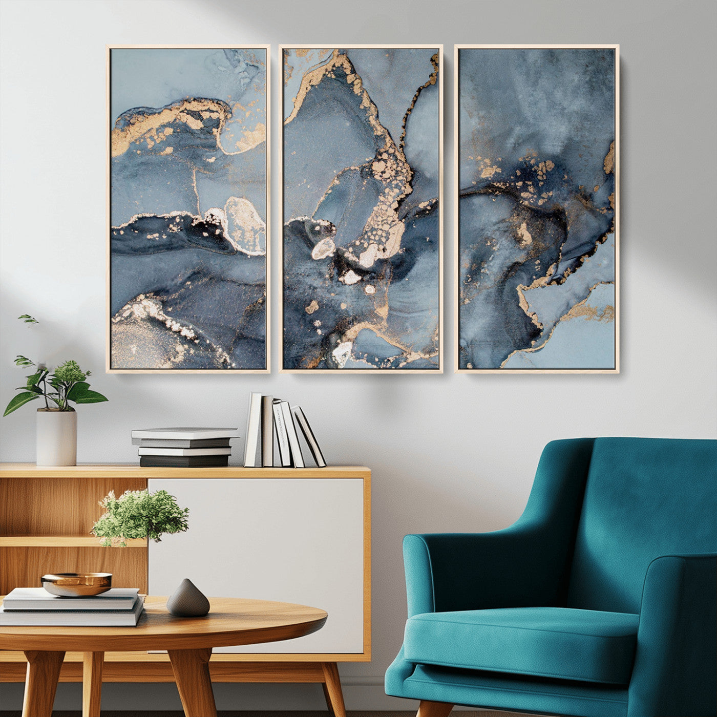 MGV-FC-48X32-3P - Multipanel Marble Fluid Effect Wall Art Abstract Canvas Wall Art Print