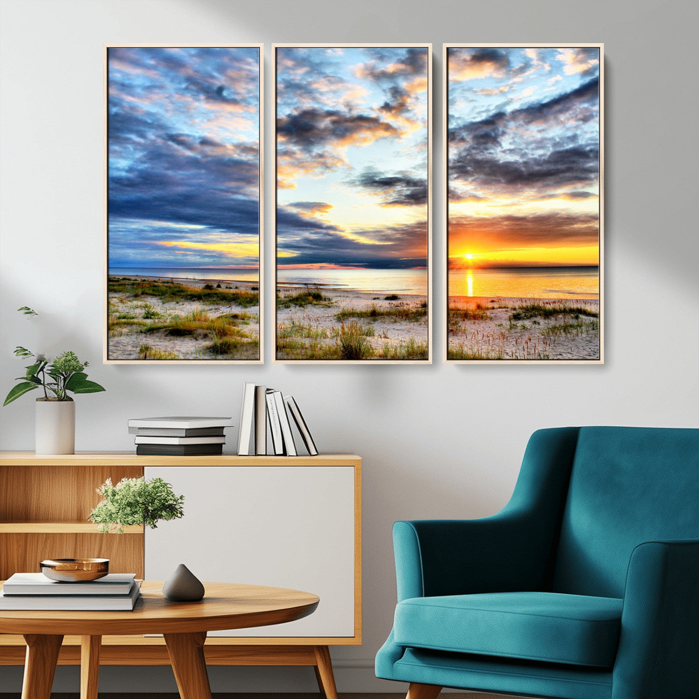 MGV-FC-48X32-3P - Sunset On The Ocean Wall Art Canvas Print