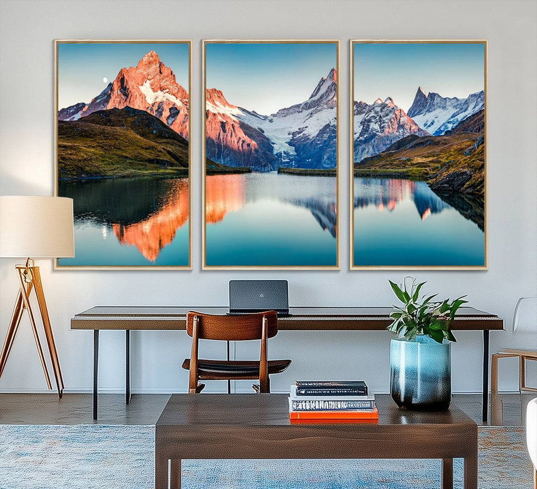 Landscape Mountain and Lake View Wall Art Canvas Print.