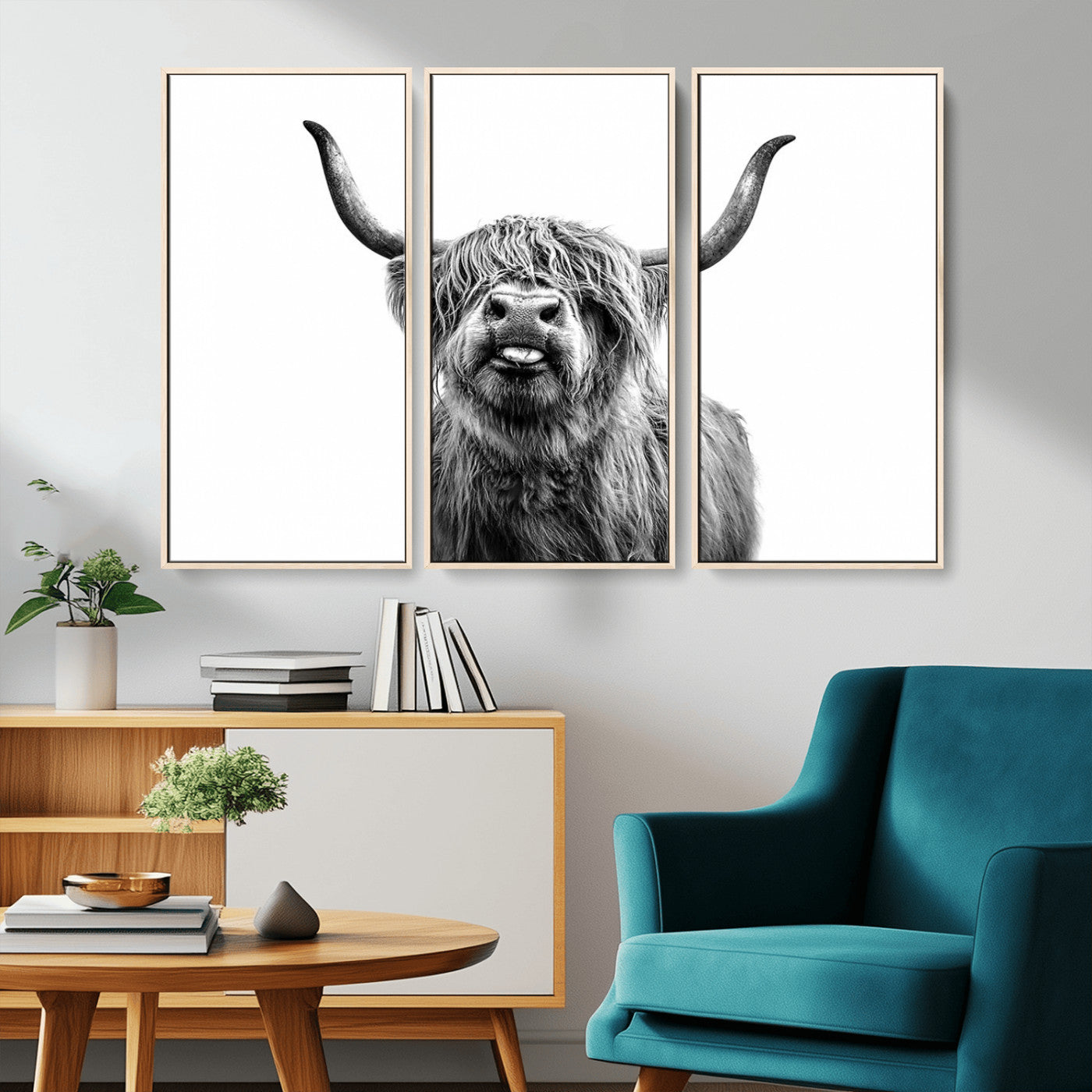 MGV-FC-48X32-3P - Fanny Scottish Highland Cow Cattle Art Print Farmhouse Wall Art Canvas Print