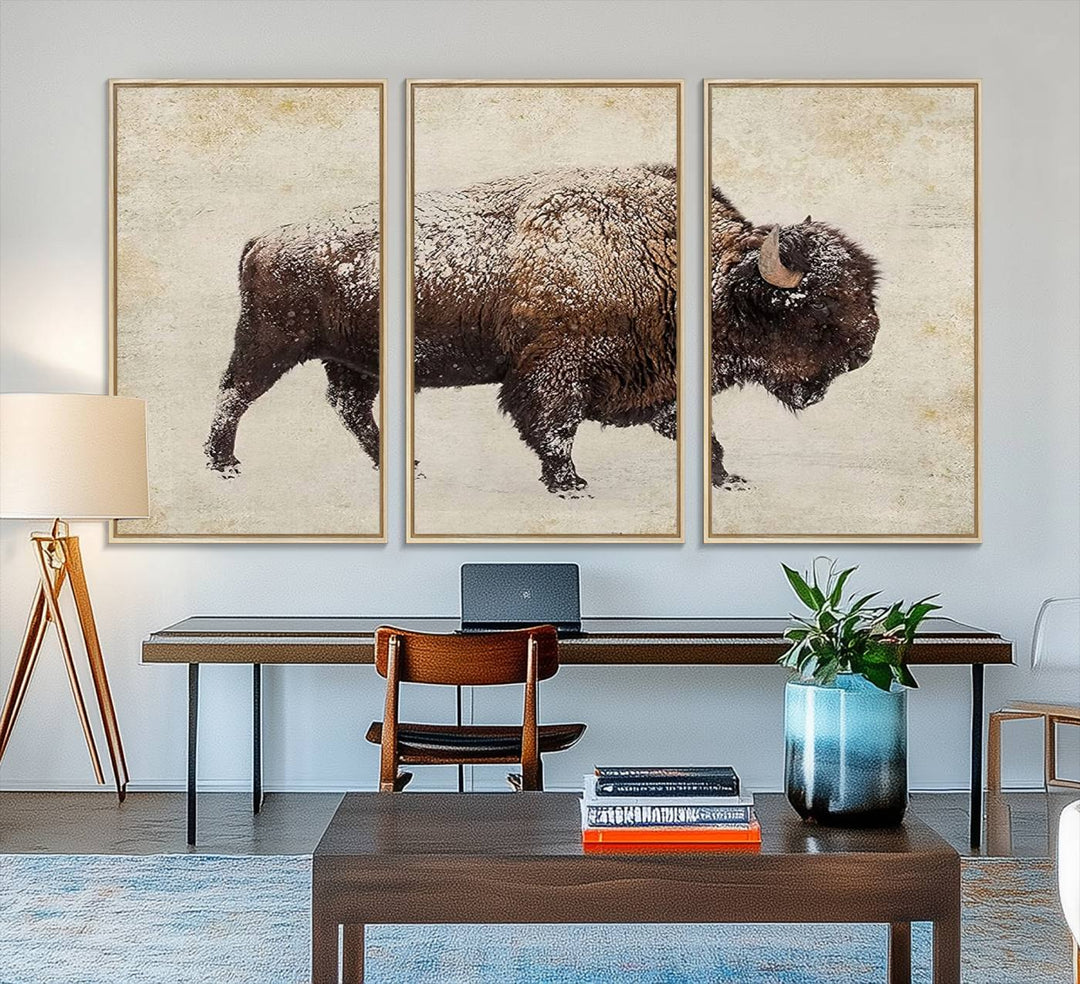 Buffalo Wall Art above a sideboard.