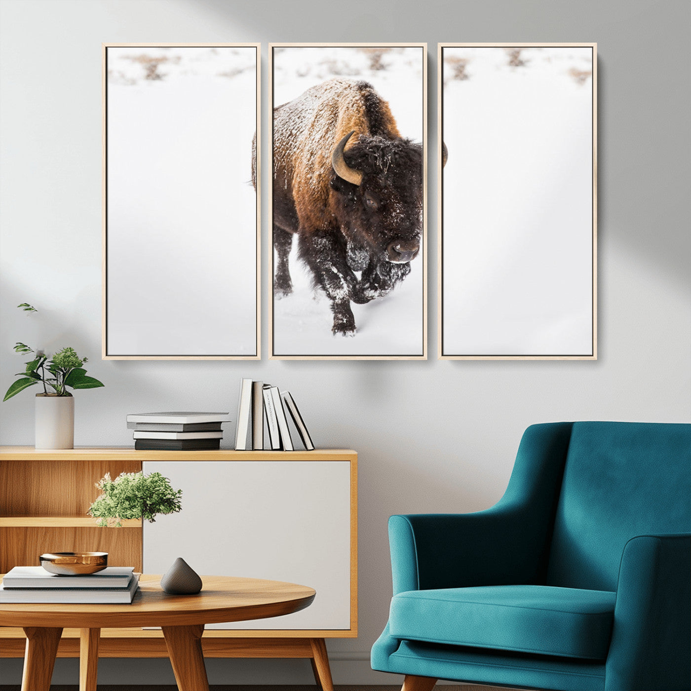 MGV-FC-48X32-3P - Bison Winter Wall Art Canvas Print For Farmhouse Decor