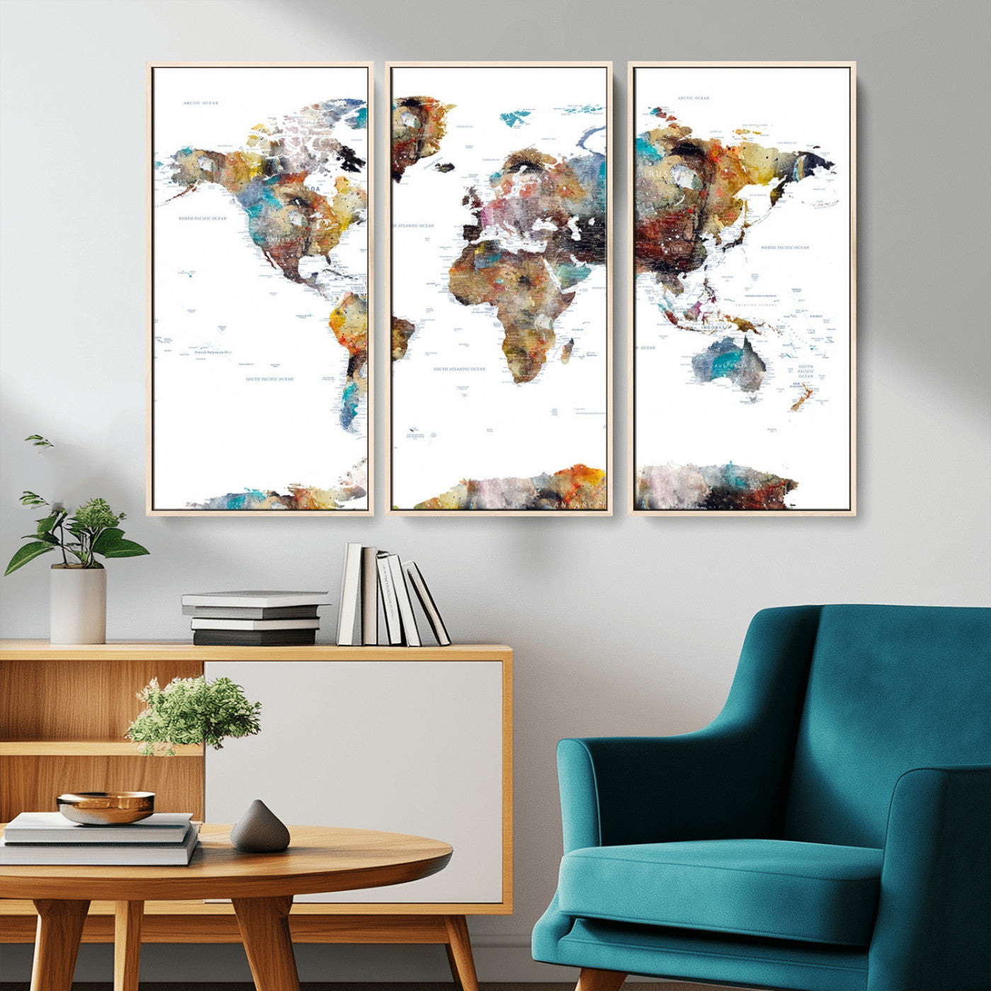 MGV-FC-48X32-3P - Push Pin World Map Canvas Print – Framed Wall Art for Couples to Track Their Travels – Anniversary
