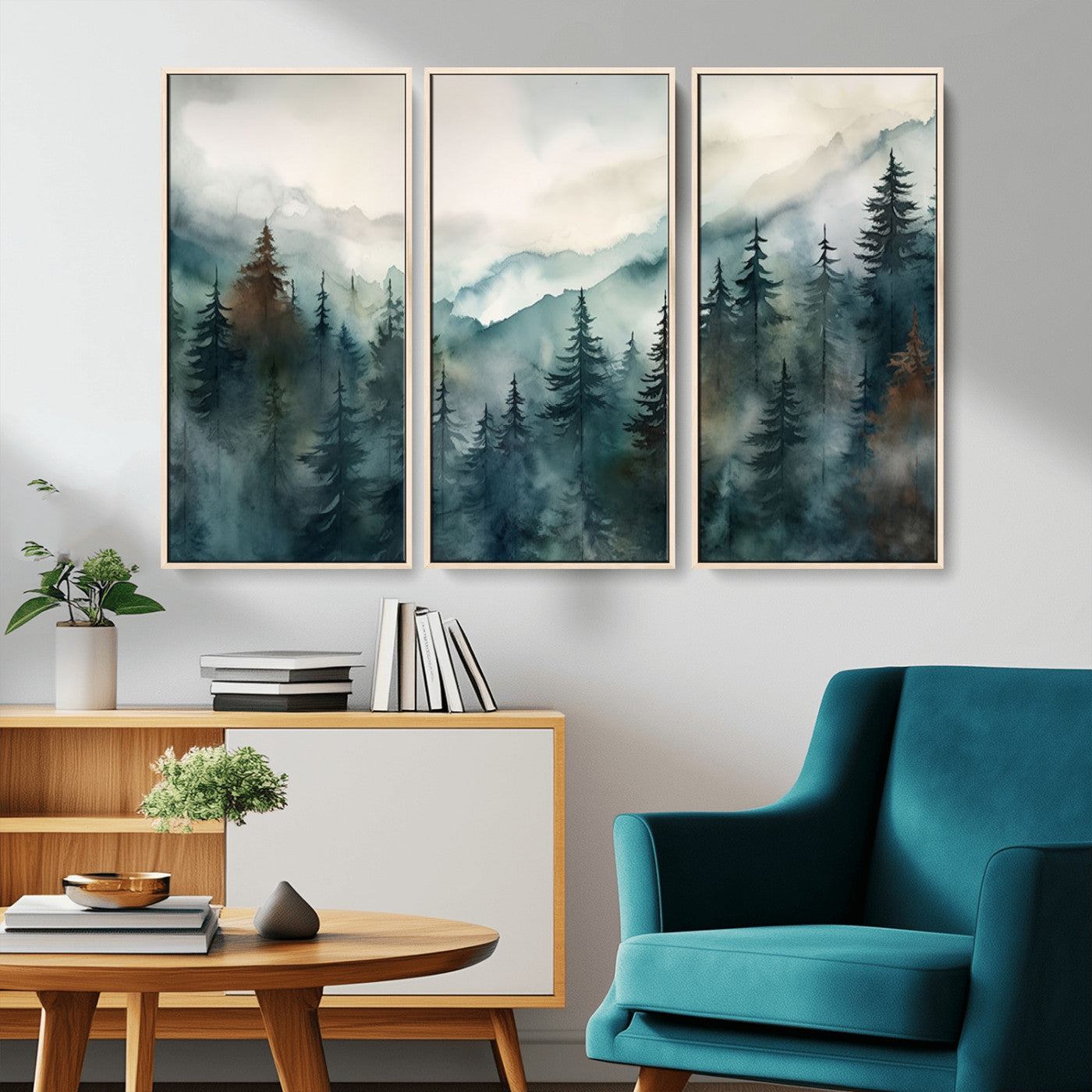 48468-MGV-CV-36X24-Serenity Forest Wall Art Canvas | Foggy Mountain Landscape Canvas Print for Living Room or Office | Nature-Inspired Woodland Decor