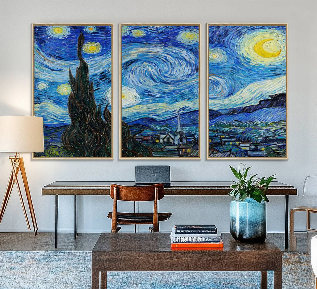 A canvas print of The Starry Night, offering museum-quality art, ready to hang.