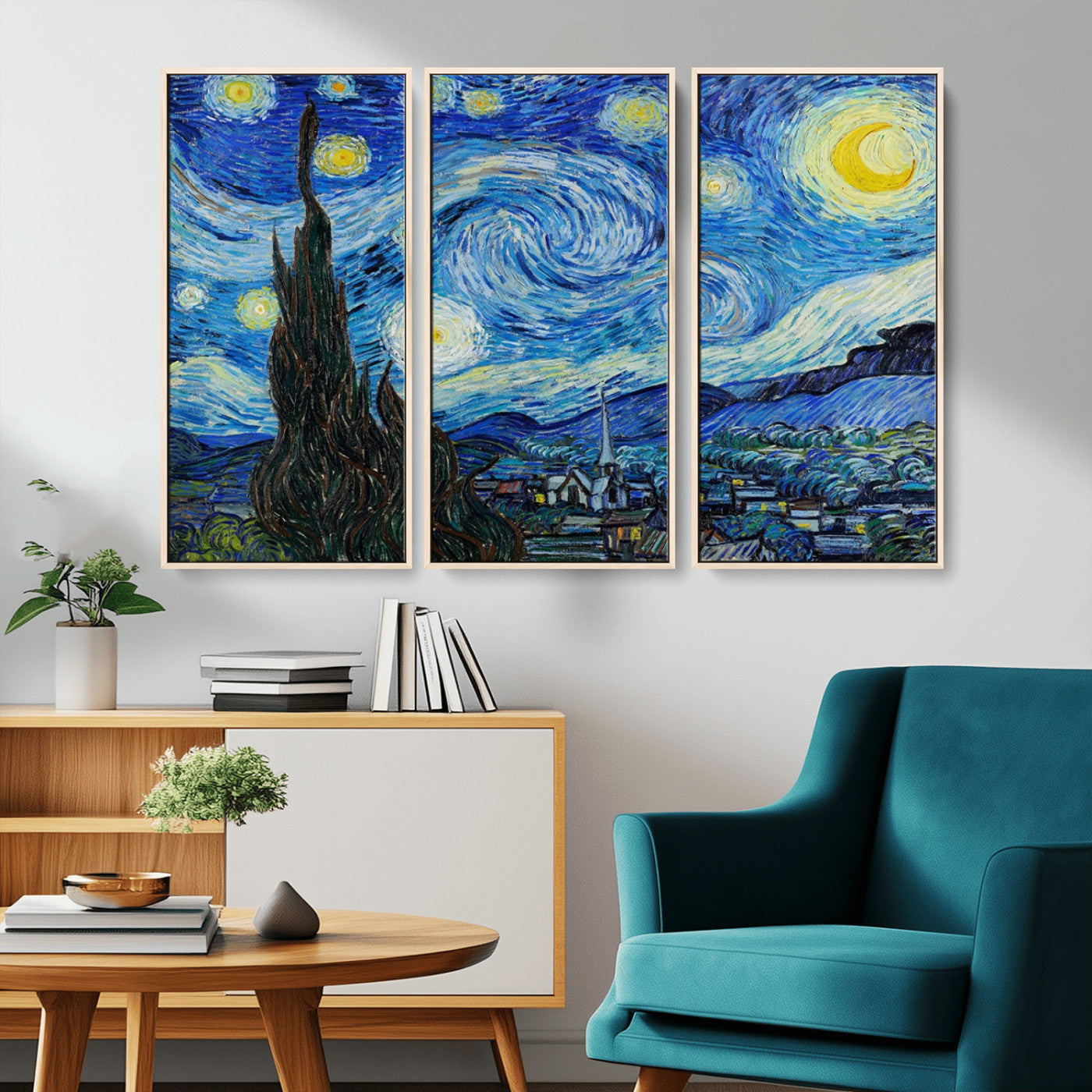 MGV-FC-48X32-3P - Vincent Van Gogh The Starry Night Abstract Wall Art Canvas Print