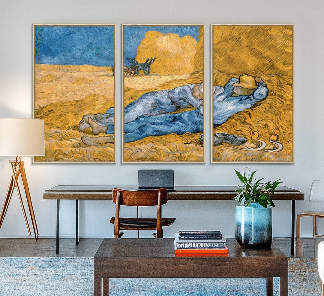 A Vincent Van Gogh Nature canvas print depicting resting farmers.