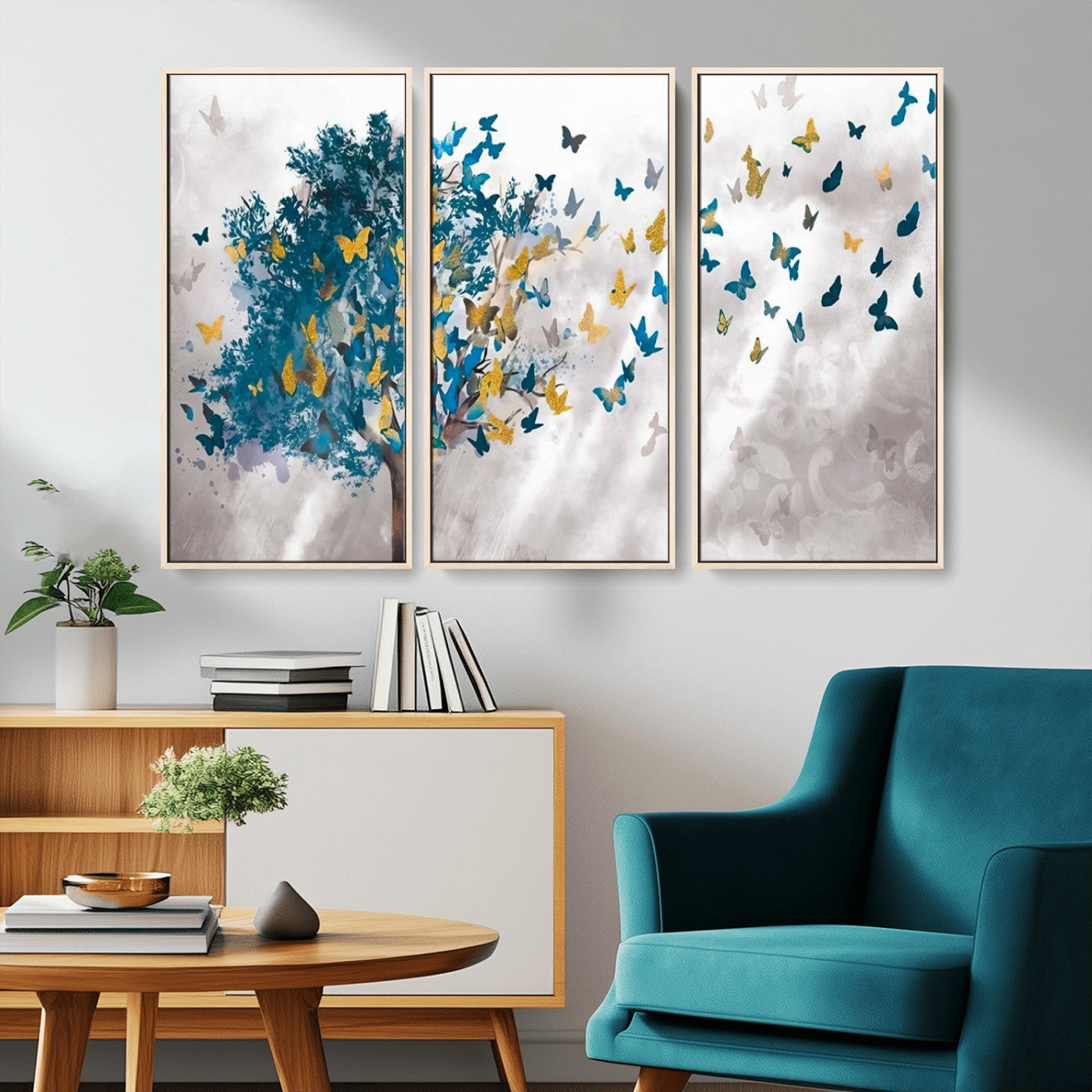 MGV-FC-48X32-3P - Tree Butterfly Abstract Tree and Butterfly Wall Art Canvas Print