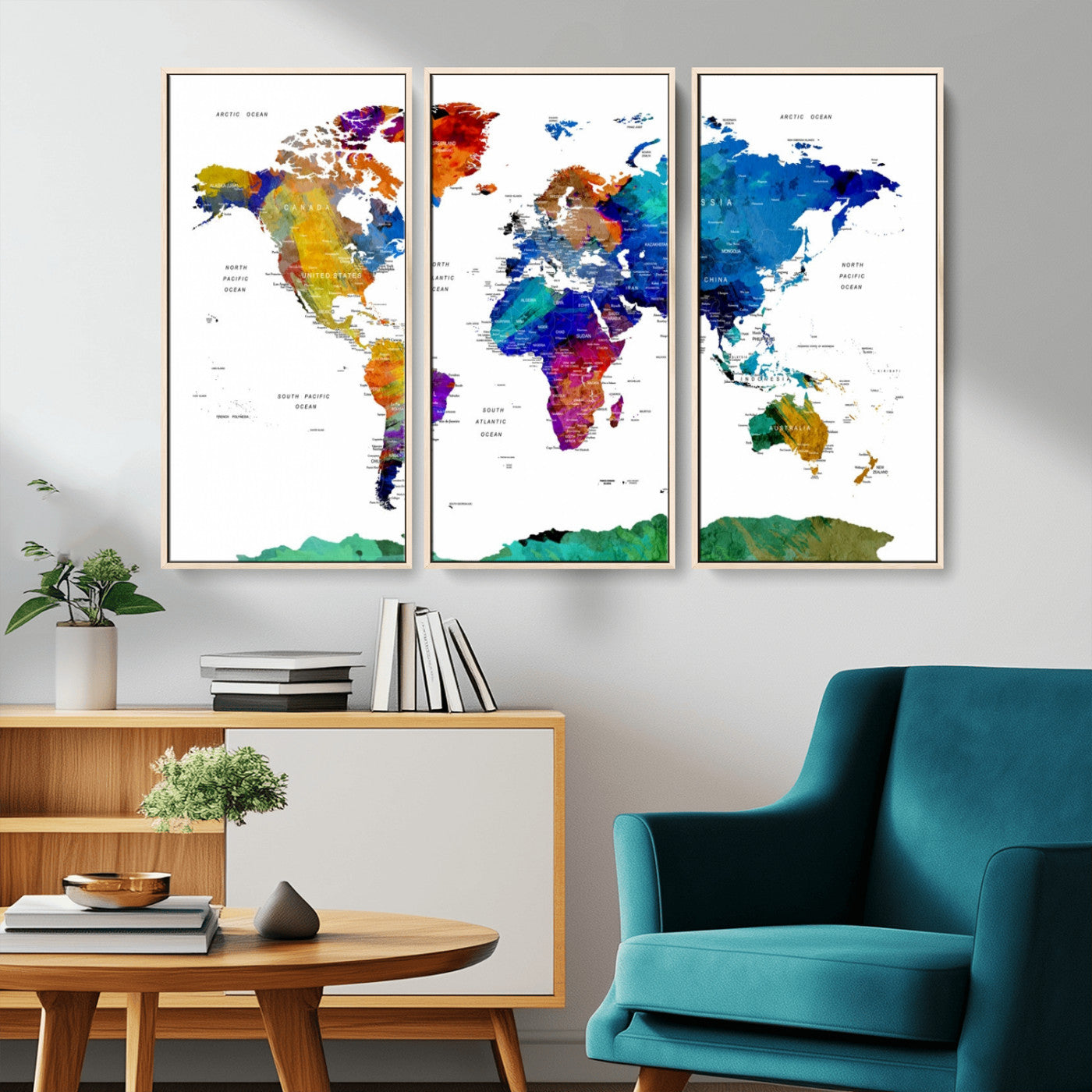 -Push Pin World Map Canvas Print – Framed Wall Art for Couples to Track Their Travels – Anniversary