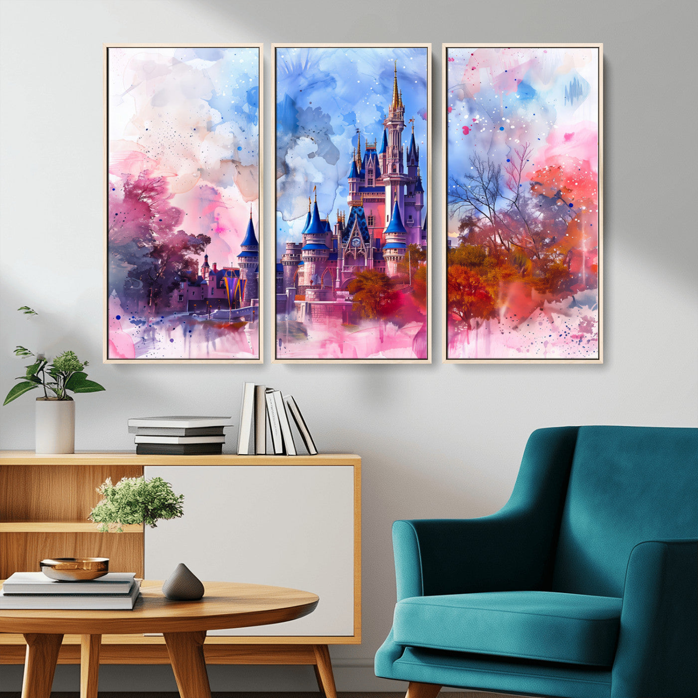 MGV-FC-48X32-3P - Disney Wall Art: Dreamy Watercolor Cinderella Castle Canvas Print