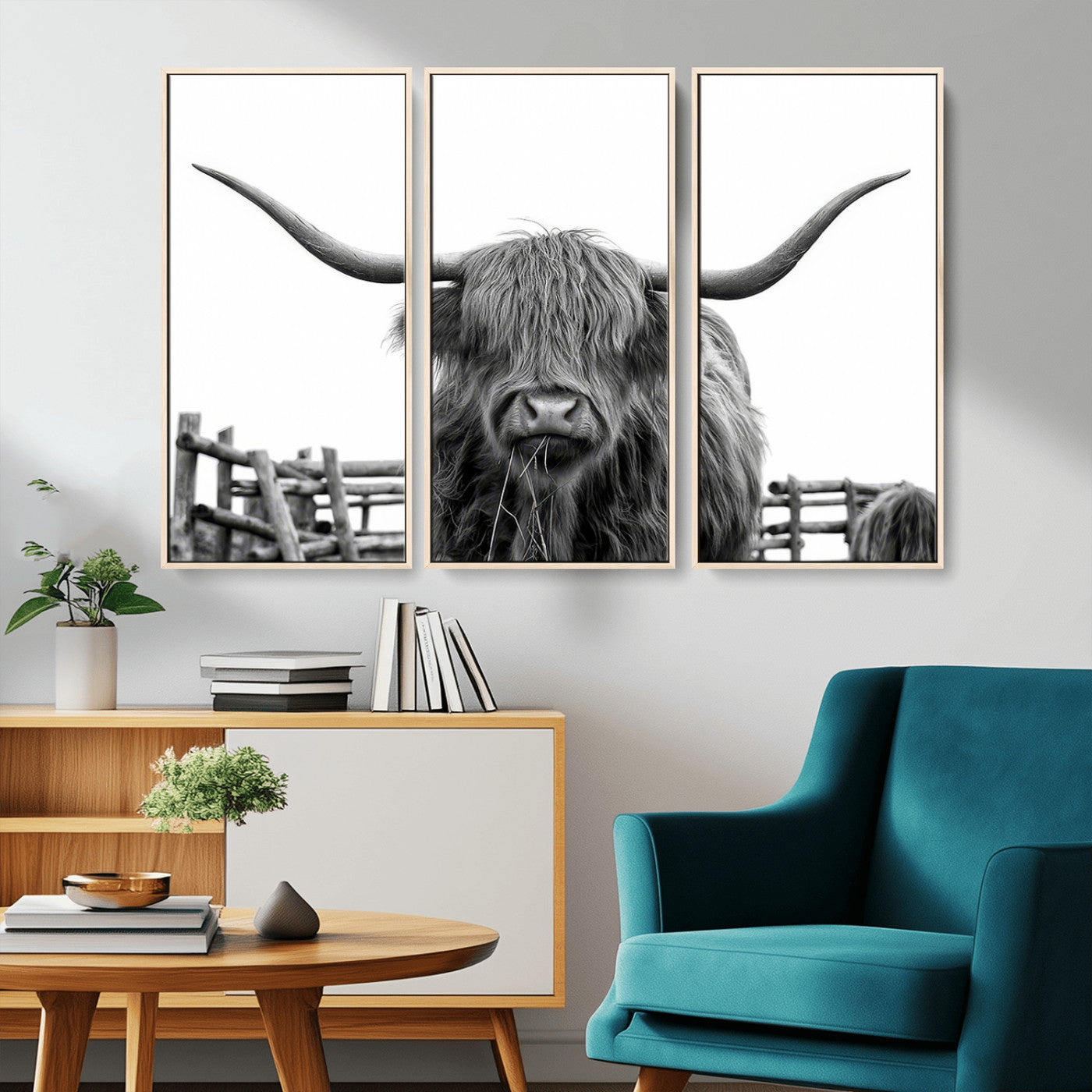 MGV-FC-48X32-3P - Longhorn Canvas Print, Bighorn Cow Wall Art Canvas Print