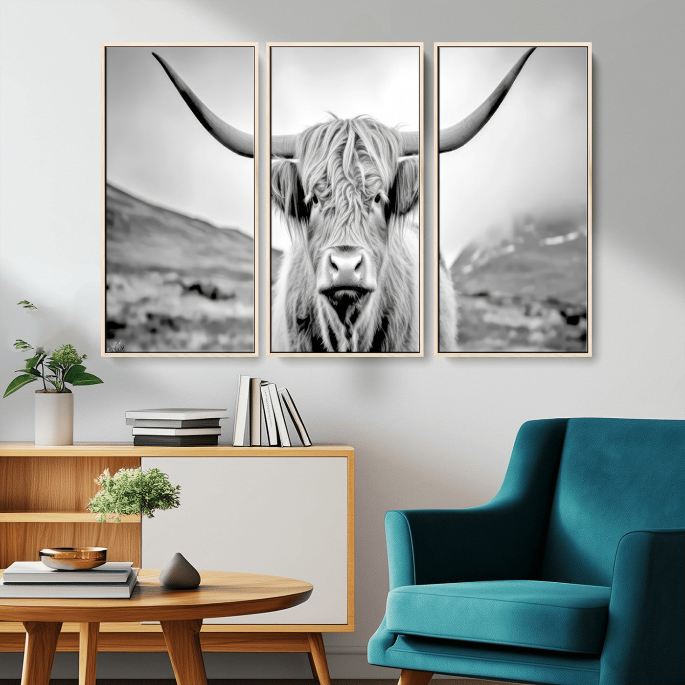 MGV-FC-48X32-3P - Scottish Cow Wall Art Canvas Print