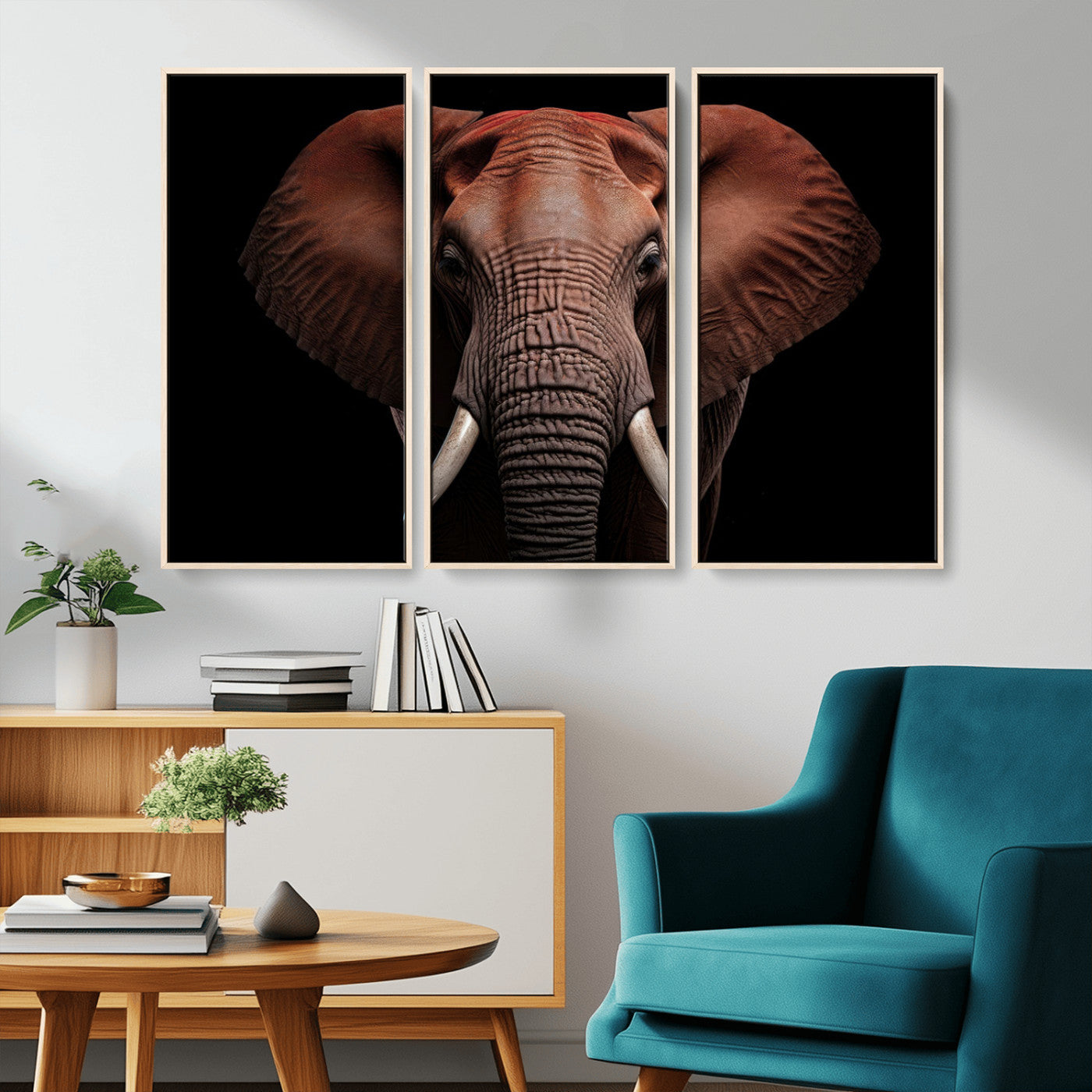 -Wild Elephant Wall Art Canvas Print, Africa Savannah Wild Animal Wall Decor Print