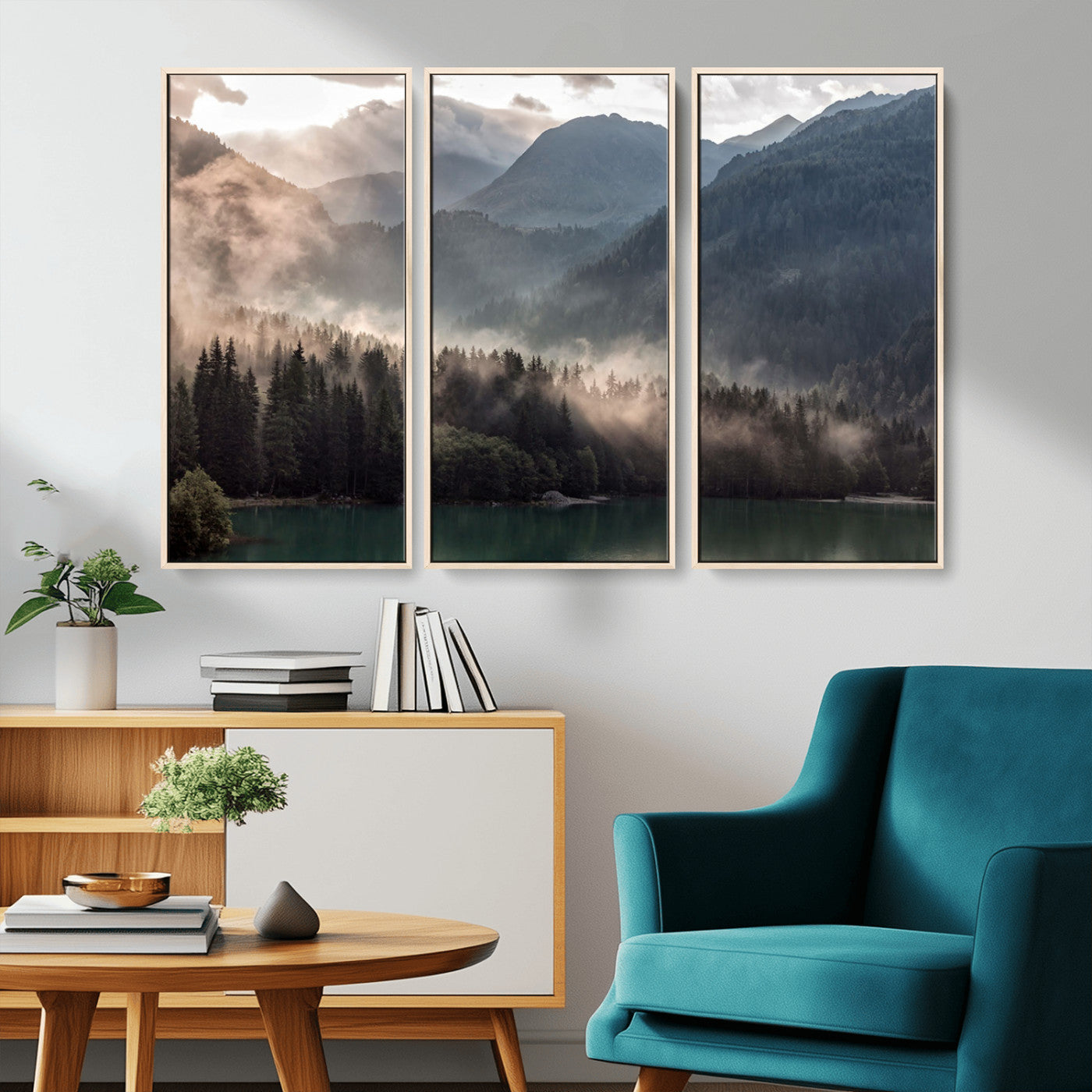 MGV-FC-48X32-3P - Foggy Mountain Canvas Print Forest Wall Art