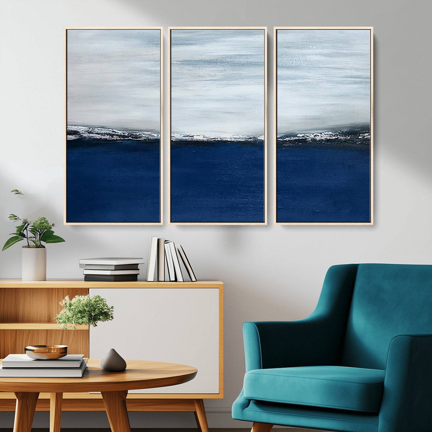 MGV-FC-48X32-3P - Navy Blue Abstract Wall Art Canvas Print
