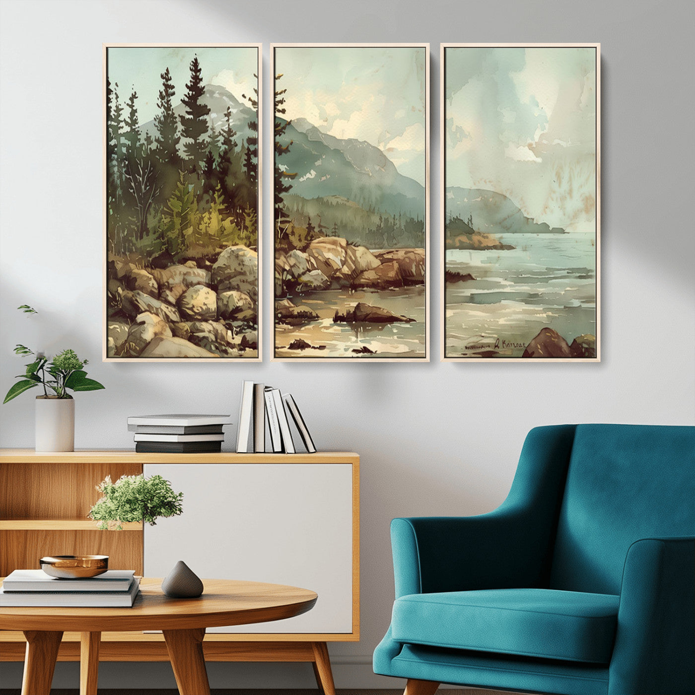 MGV-FC-48X32-3P - Abstract Acadia National Park Wall Art Canvas Print - Stunning 3-Panel Wall Art Canvas Print, Framed, Ready to Hang