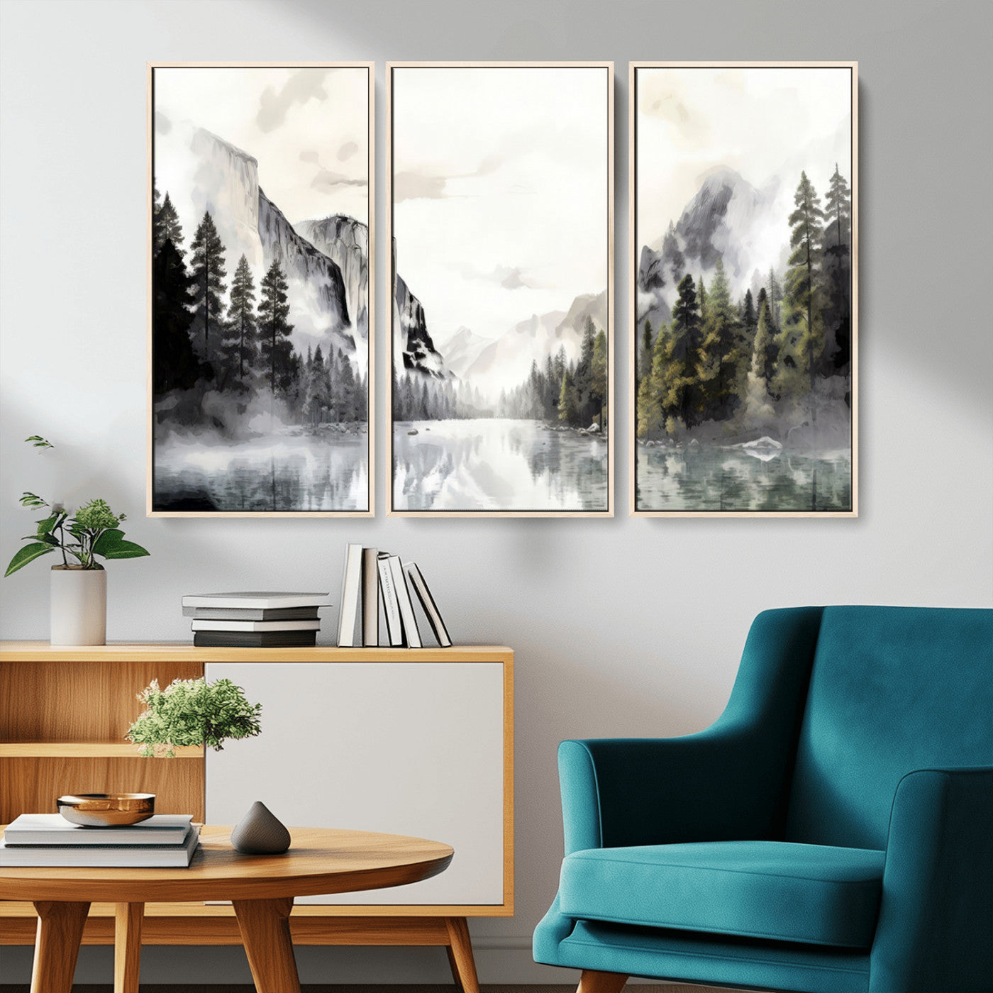 MGV-FC-48X32-3P - Yosemite Valley Wall Art Canvas Print – Framed and Ready to Hang – Majestic Nature Landscape Décor