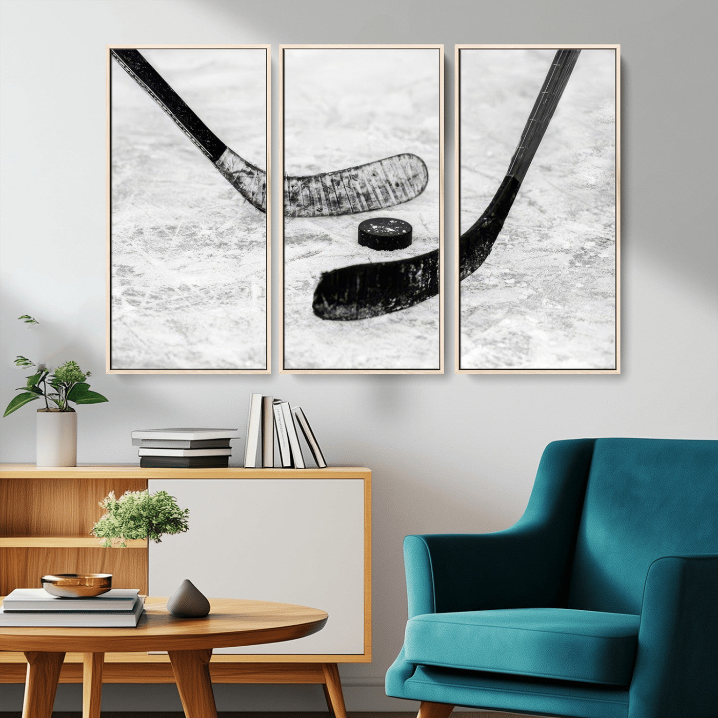 MGV-FC-48X32-3P - Winter Ice Hockey Sport Canvas Wall Art Print - Hockey Wall Art Print