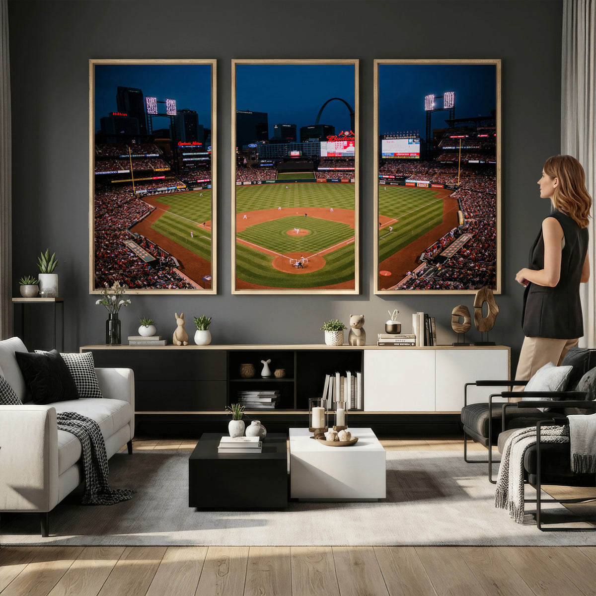 38612-MGV-CV-36X24 - St. Louis Cardinals Baseball Team Print - Busch Stadium Wall Art