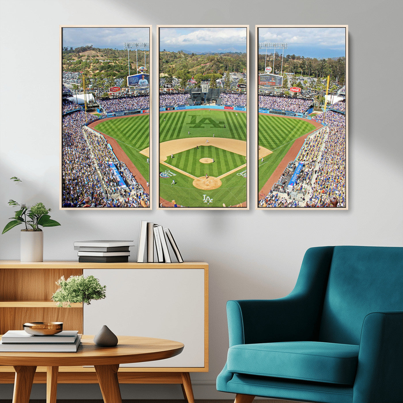 MGV-FC-48X32-3P - Citi Field Wall Art Print | 3-Panel New York Mets Baseball Stadium Canvas Print | Framed Sports Decor for Living Room, Man Cave, or Office