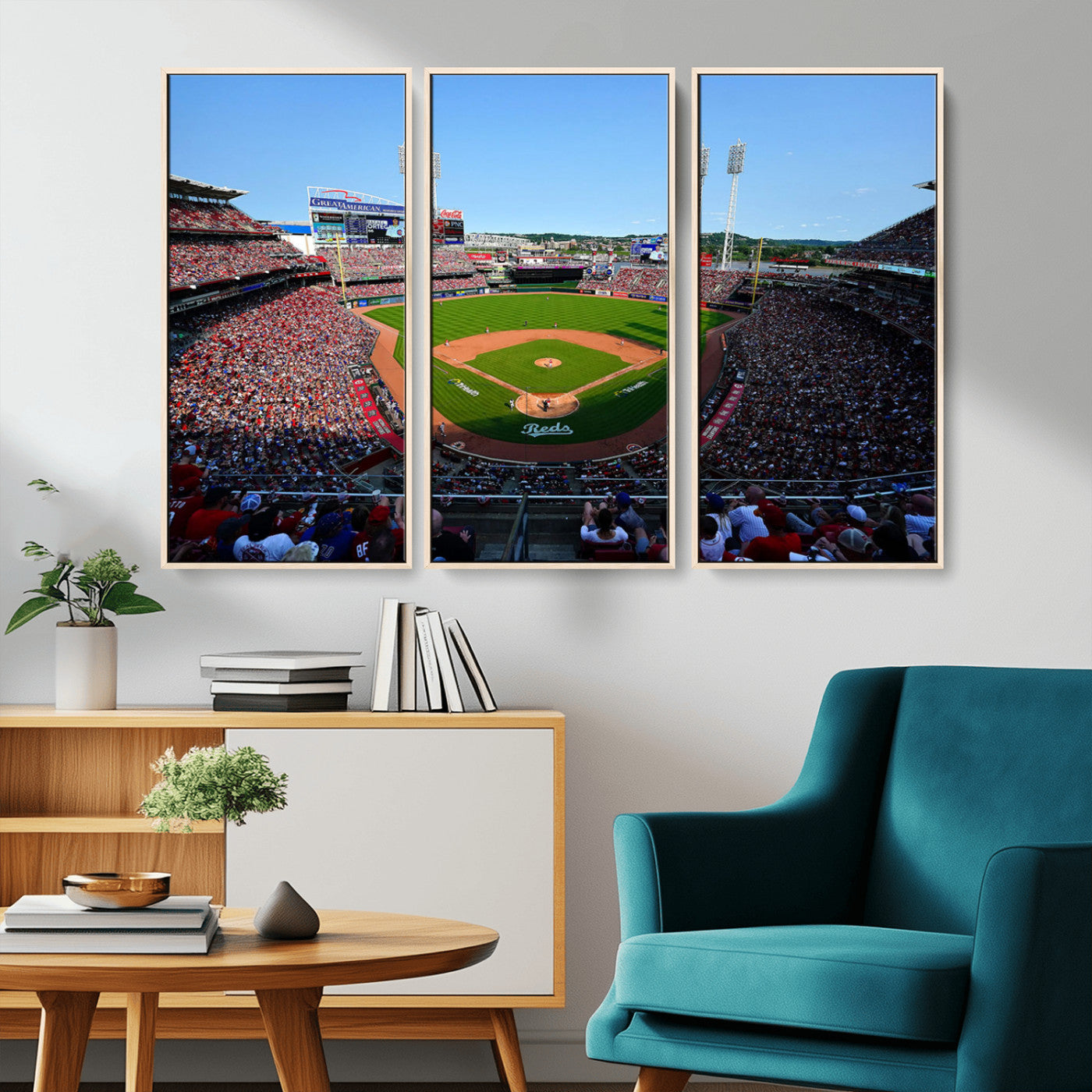 MGV-FC-48X32-3P - Cincinnati Reds Baseball Team Print - Great American Ball Park Stadium Wall Art Canvas Print