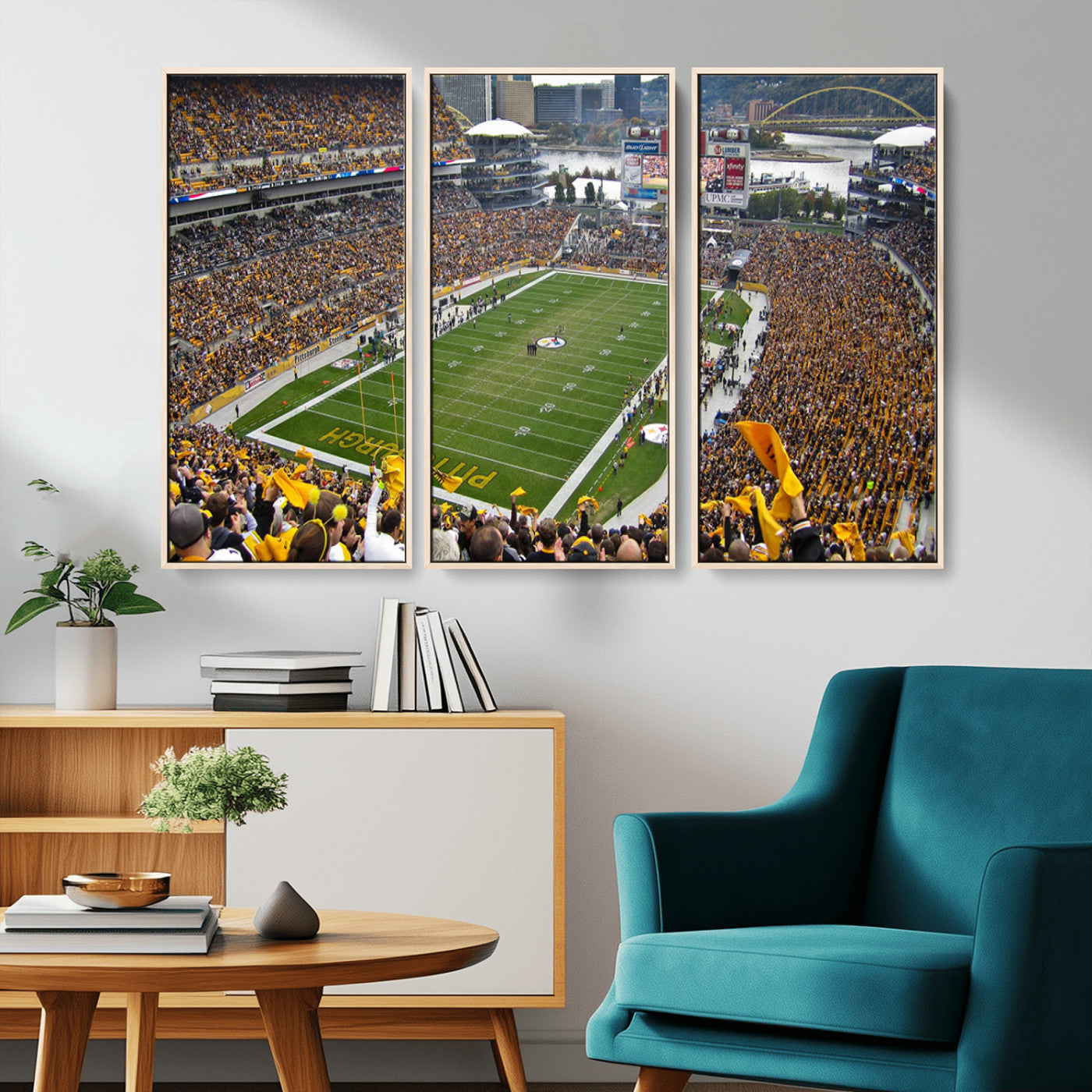 MGV-FC-48X32-3P - Pittsburgh Steelers Football Team Print - Pittsburgh Heinz Field Stadium Wall Art Canvas Print