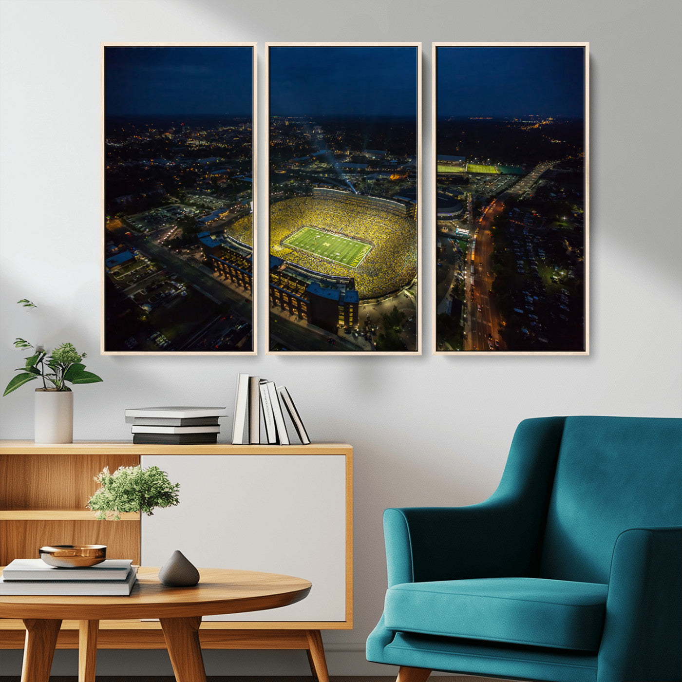 MGV-FC-48X32-3P - Michigan Wolverines Football Team Print - Michigan Stadium Wall Art Canvas Print