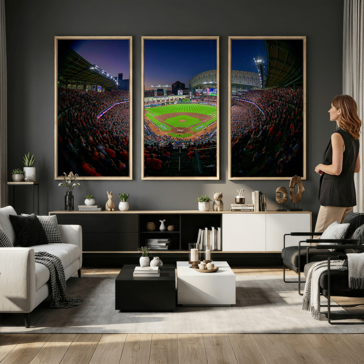44322-MGV-CV-36X24 - Houston Astros Baseball Print Canvas, Houston Minute Maid Park Stadium Wall Art