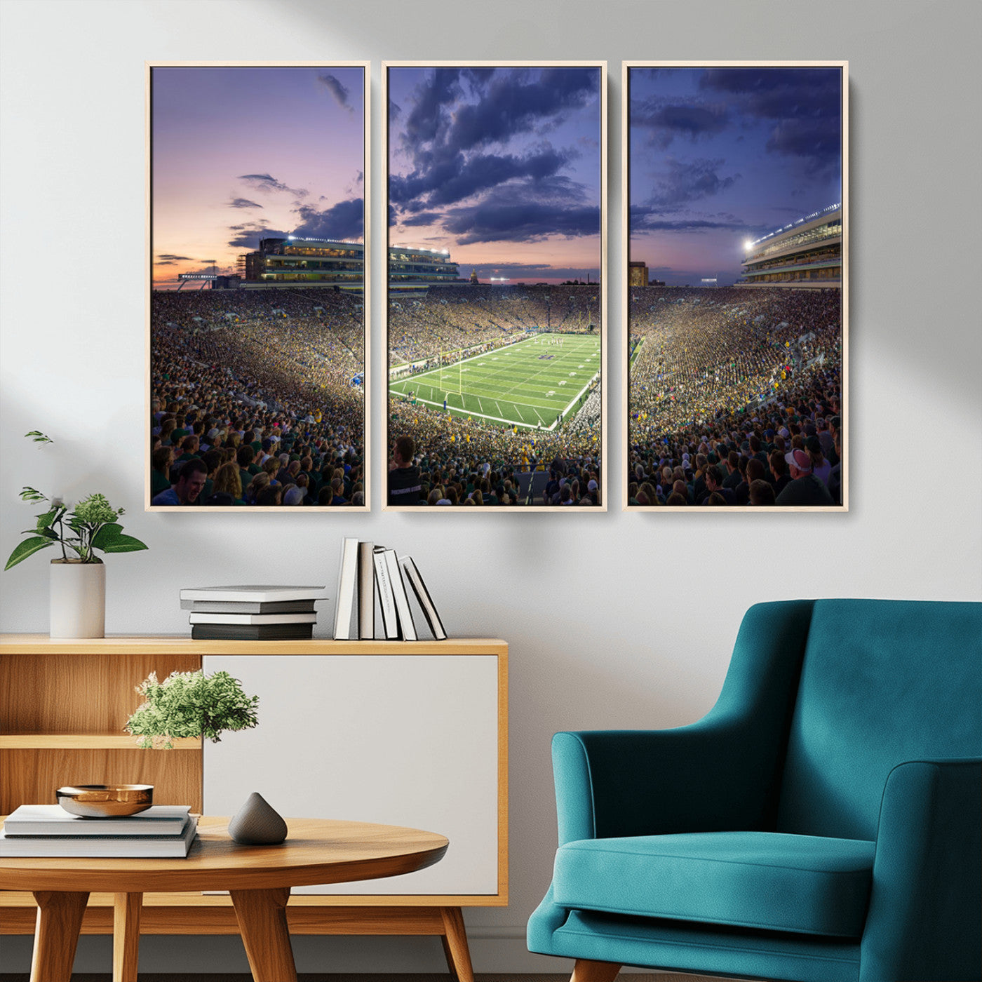 MGV-FC-48X32-3P - Notre Dame Fighting Irish Football Team Print - Notre Dame Stadium Wall Art Canvas Print