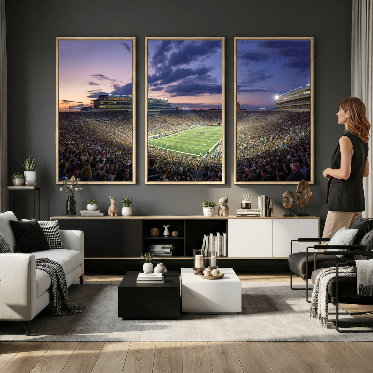 50825-MGV-CV-36X24 - Notre Dame Fighting Irish Football Team Print, Notre Dame Stadium Wall Art Canvas Print