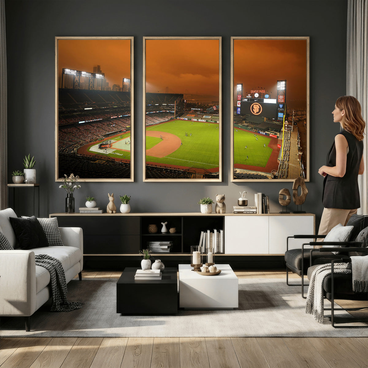 31315-MGV-CV-36X24 - San Francisco Giants Baseball Team Print, Oracle Park Stadium Wall Art Canvas Print