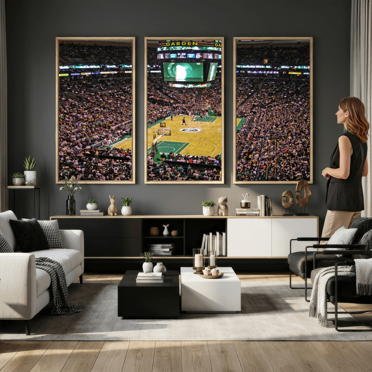 21705-MGV-CV-36X24 - TD Garden Basketball Canvas Wall Art | Boston Celtics Live Action